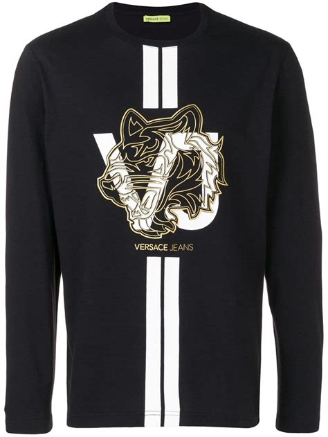 versace jeans tiger logo embroidered sweatshirt|Men's Luxury and Designer Sweatshirts & Hoodies .